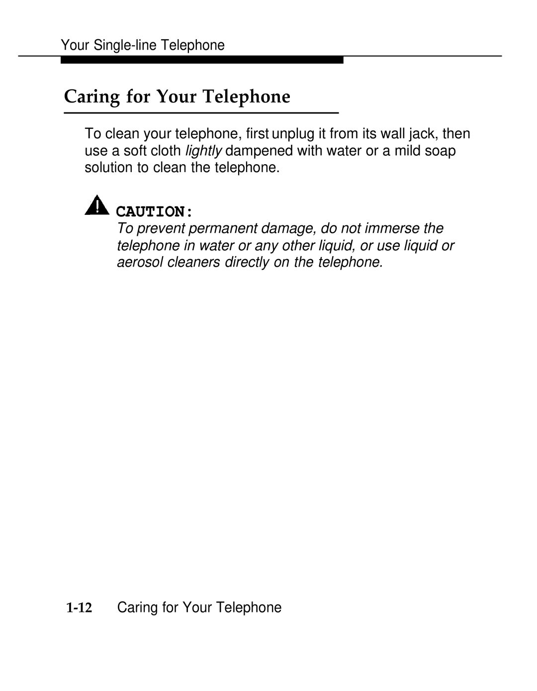 AT&T 555-620-126 manual Caring for Your Telephone 