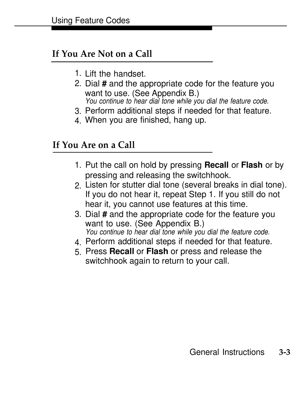 AT&T 555-620-126 manual If You Are Not on a Call, If You Are on a Call 