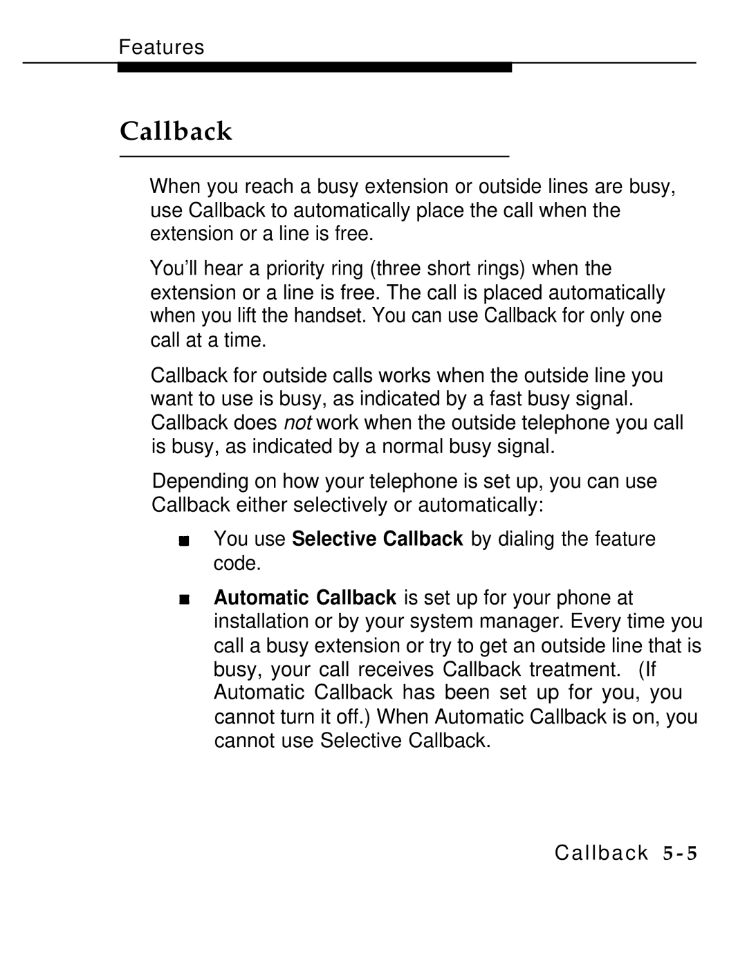 AT&T 555-620-126 manual Callback 