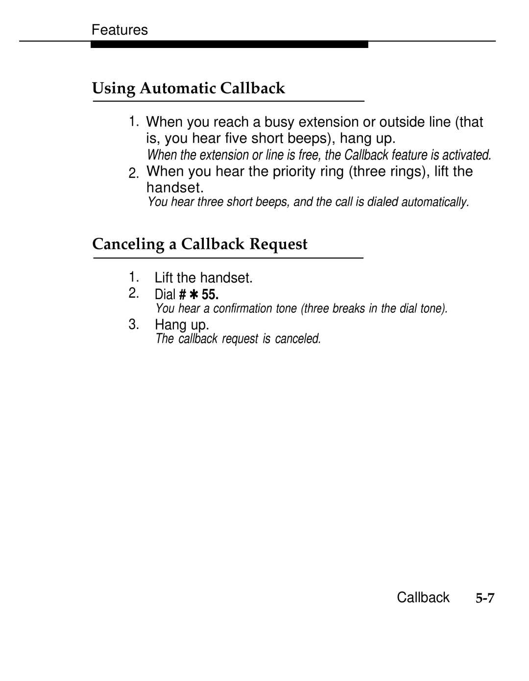 AT&T 555-620-126 manual Using Automatic Callback, Canceling a Callback Request 