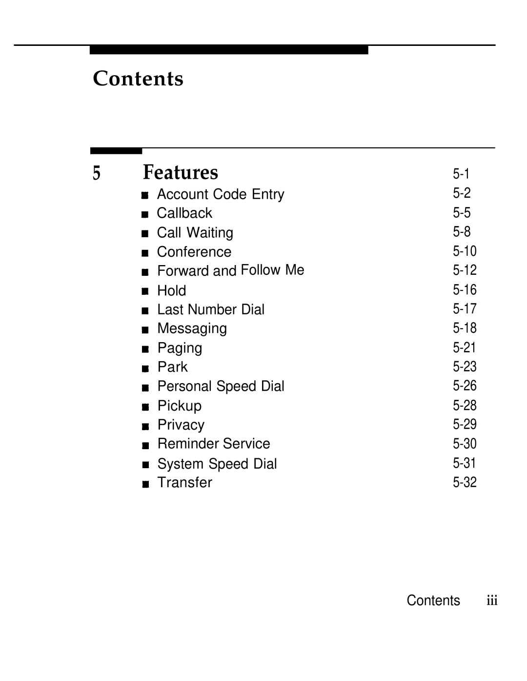 AT&T 555-620-126 manual Contents Features 