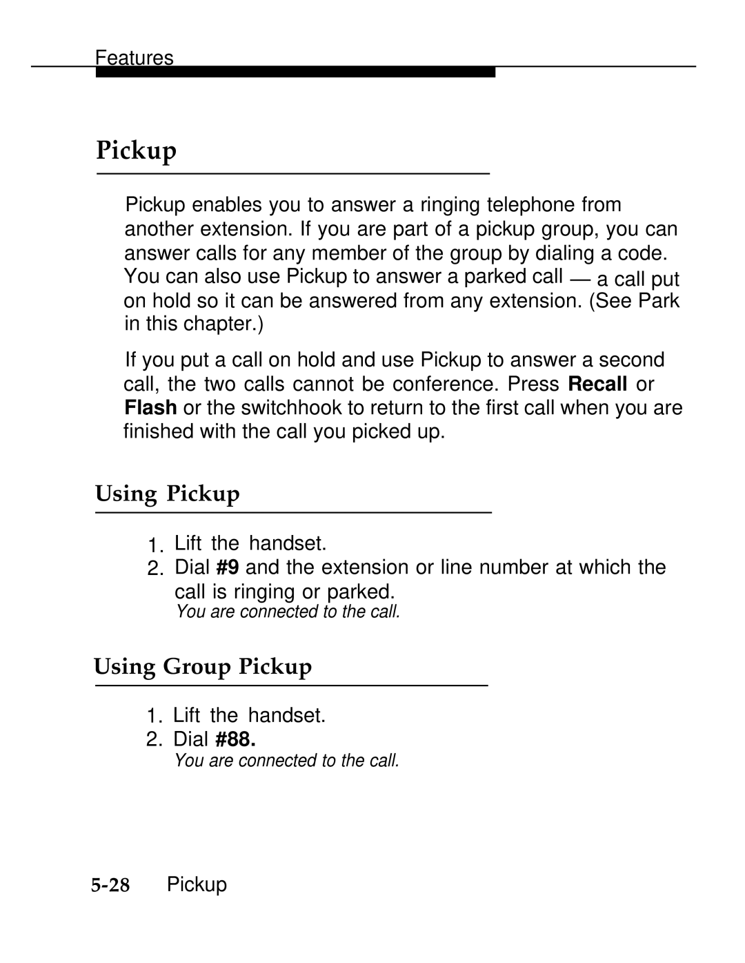 AT&T 555-620-126 manual Using Pickup, Using Group Pickup 