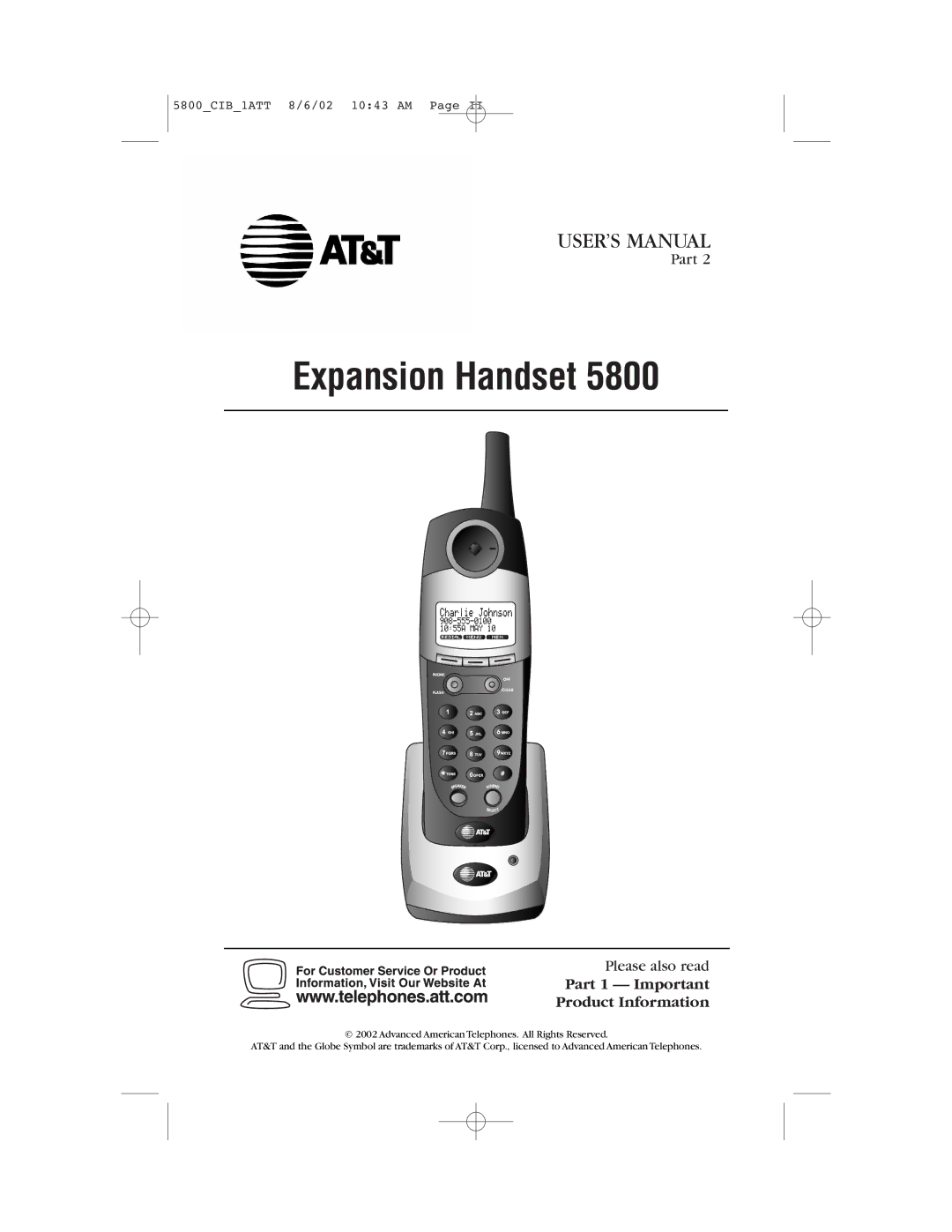 AT&T 5800 user manual Expansion Handset 