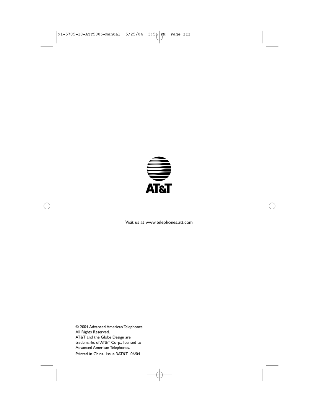 AT&T user manual 91-5785-10-ATT5806-manual 5/25/04 351 PM 