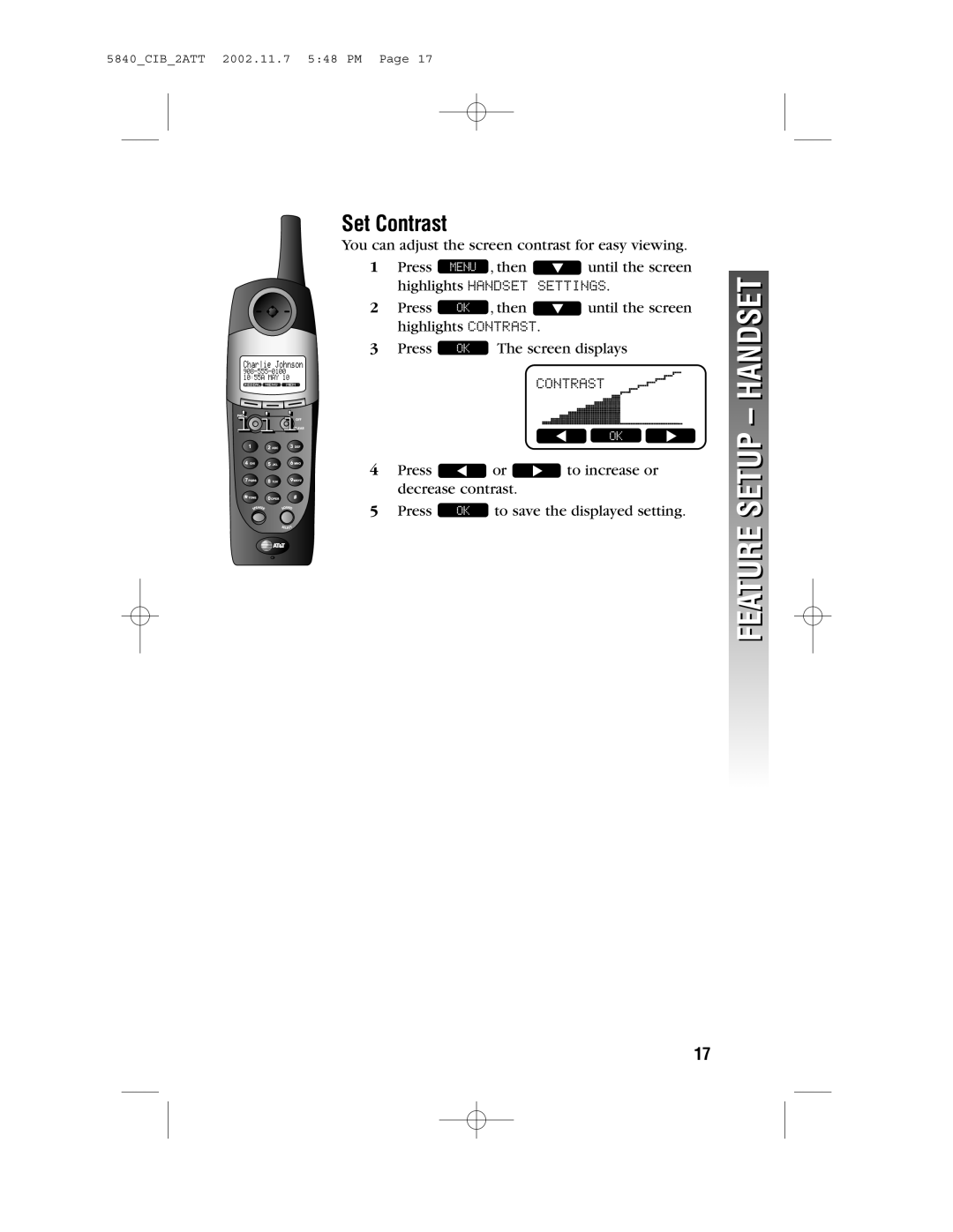 AT&T 5840 user manual Set Contrast 