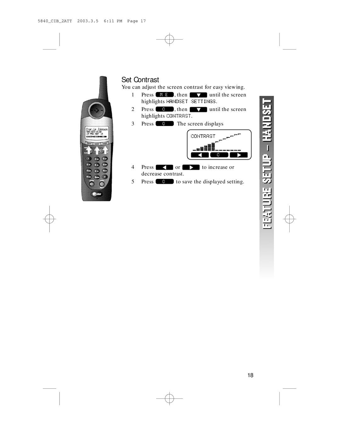 AT&T 5845 user manual Set Contrast 