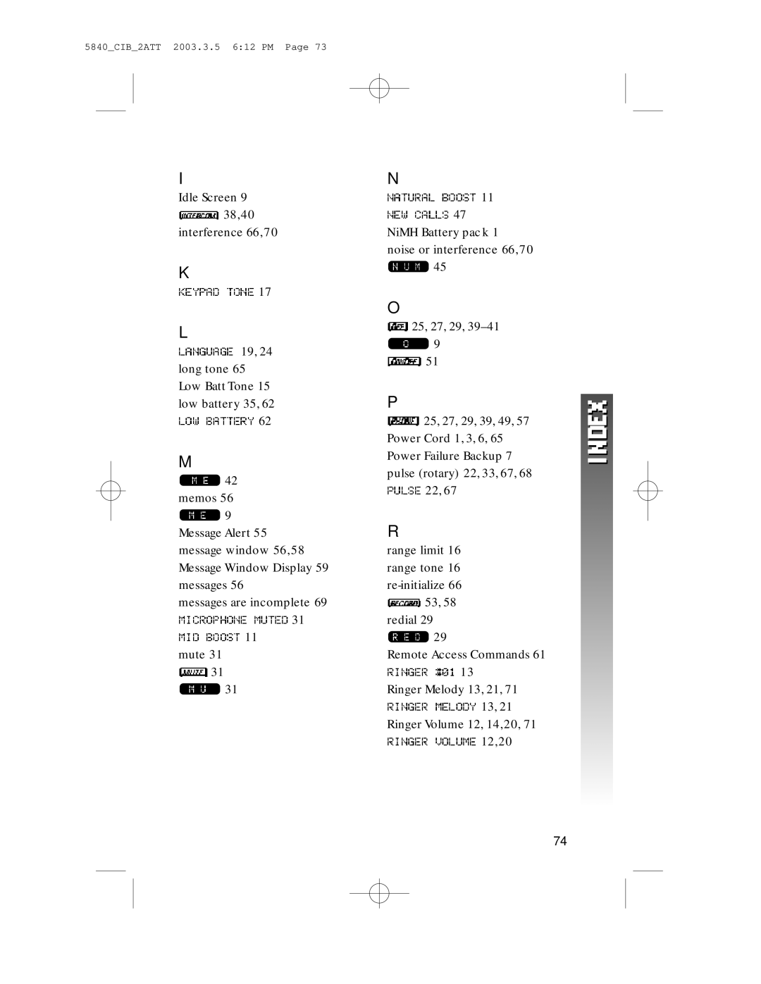 AT&T 5845 user manual 5840CIB2ATT 2003.3.5 612 PM 