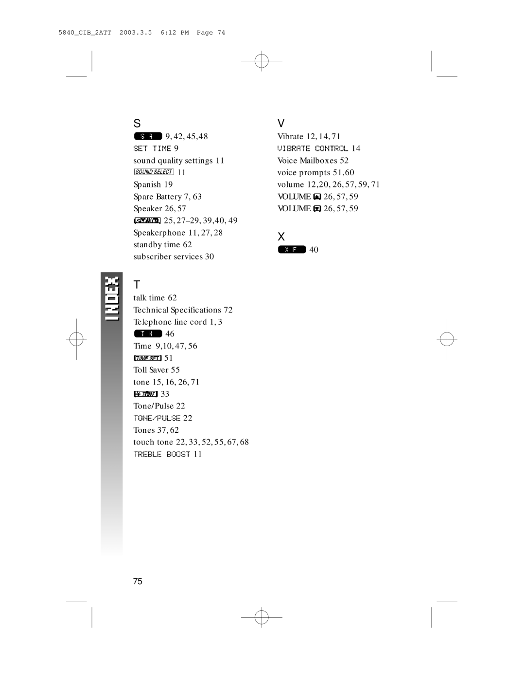 AT&T 5845 user manual 5840CIB2ATT 2003.3.5 612 PM 