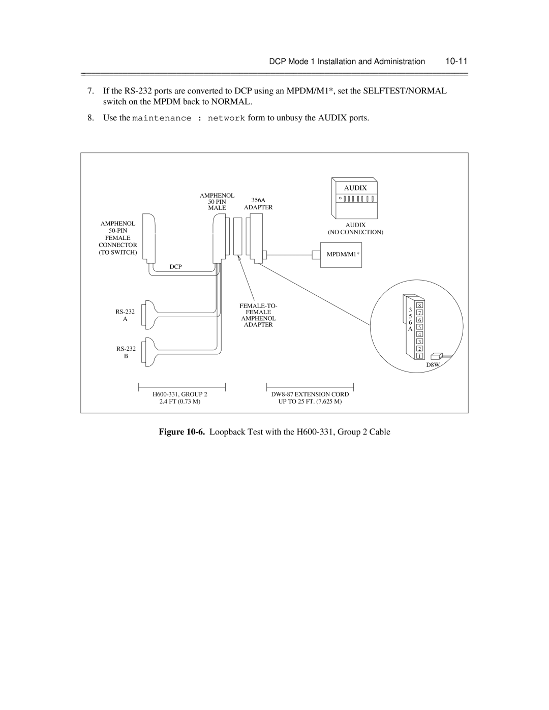 AT&T 585-300-903 manual Loopback Test with the H600-331, Group 2 Cable 