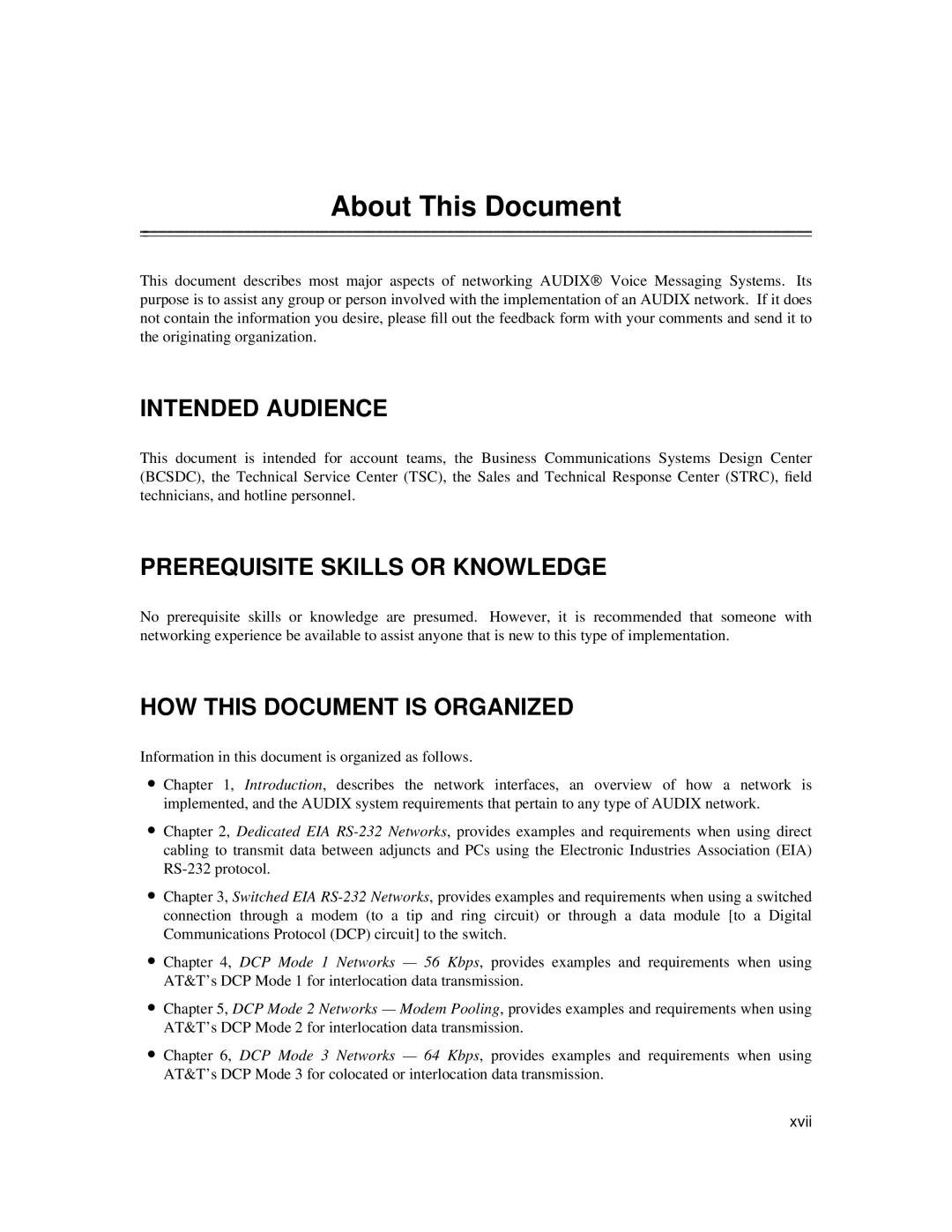 AT&T 585-300-903 About This Document, Intended Audience, Prerequisite Skills or Knowledge, HOW this Document is Organized 