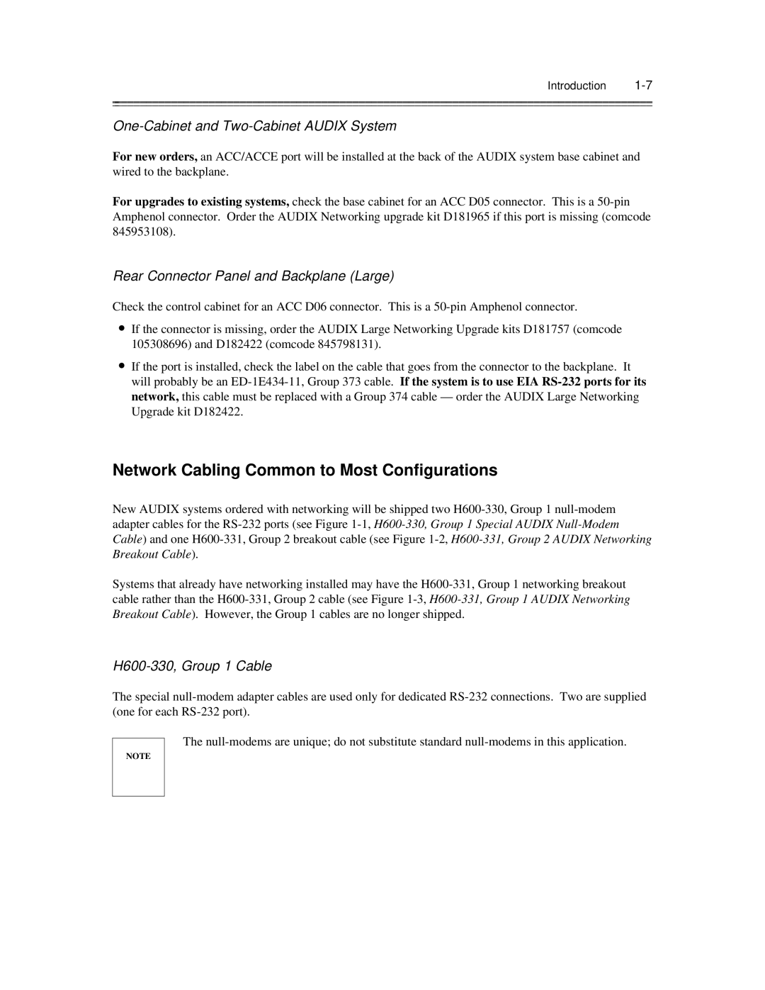 AT&T 585-300-903 manual Network Cabling Common to Most Conﬁgurations, Rear Connector Panel and Backplane Large 