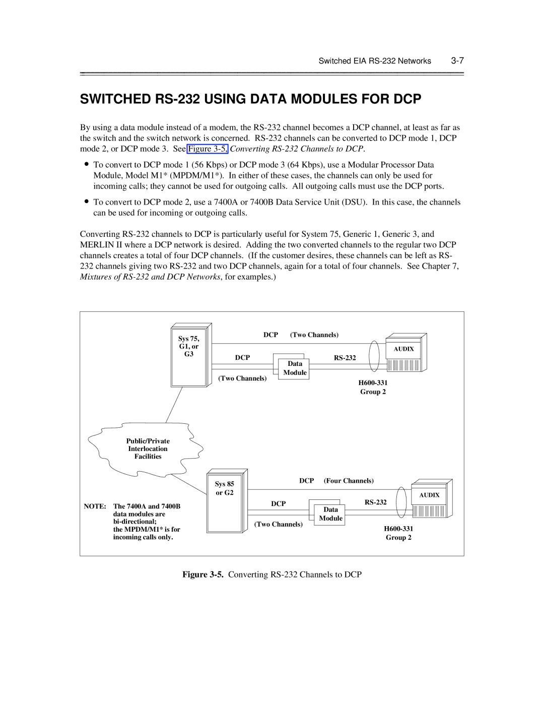 AT&T 585-300-903 manual Switched RS-232 Using Data Modules for DCP, Dcp 