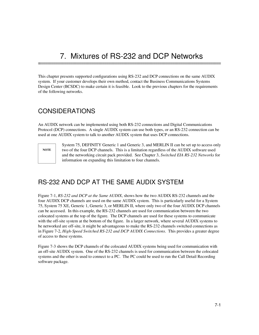 AT&T 585-300-903 manual Mixtures of RS-232 and DCP Networks, RS-232 and DCP AT the Same Audix System 