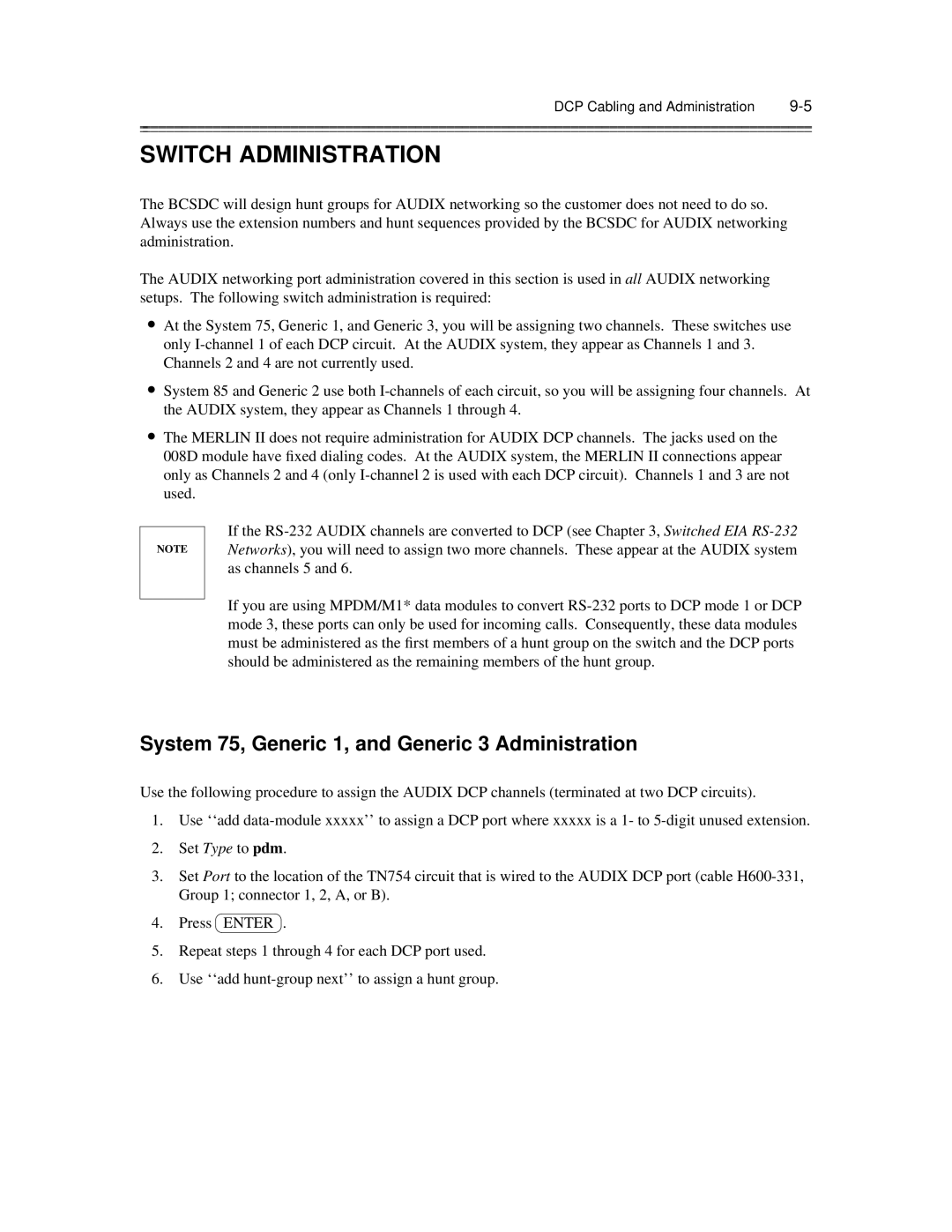 AT&T 585-300-903 manual System 75, Generic 1, and Generic 3 Administration, Enter 