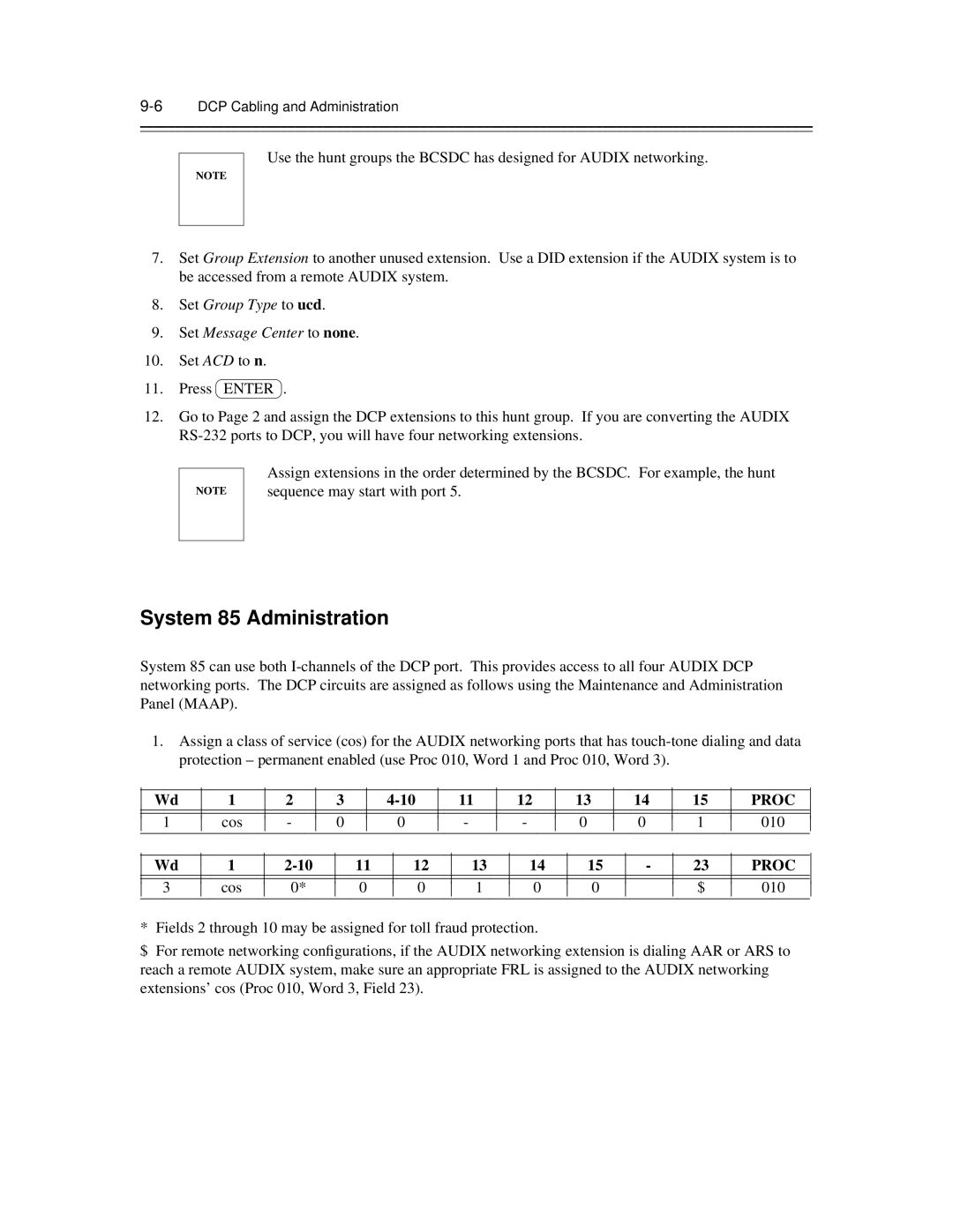 AT&T 585-300-903 manual System 85 Administration, 6DCP Cabling and Administration 