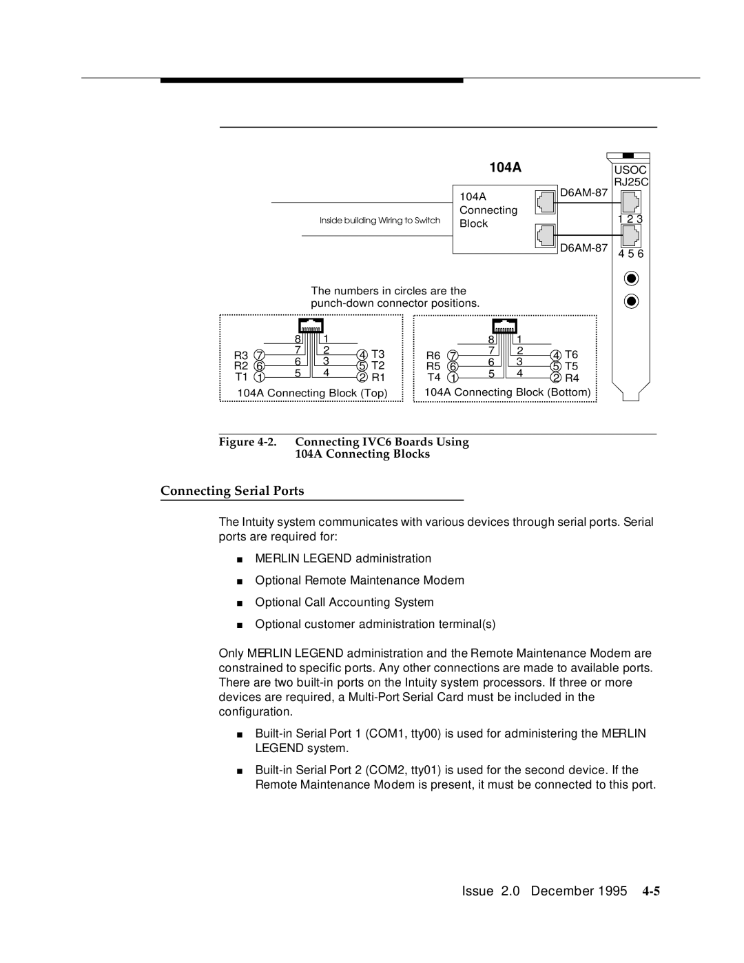 AT&T 585-310-231 manual 104A, Connecting Serial Ports 