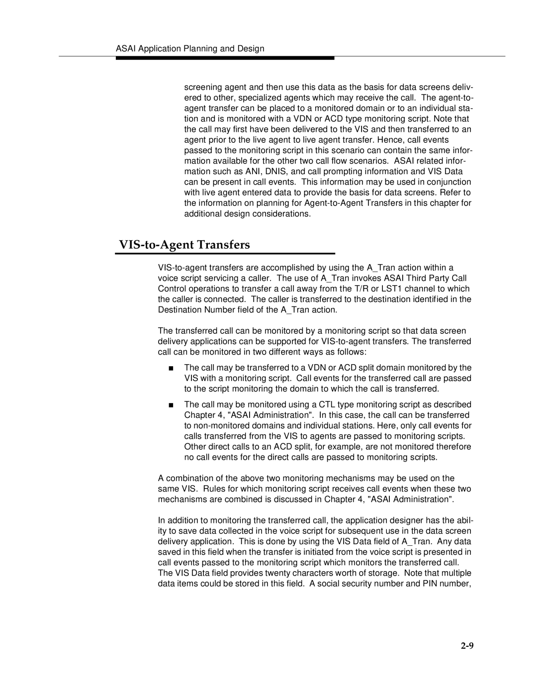 AT&T 585-350-812 manual VIS-to-Agent Transfers 