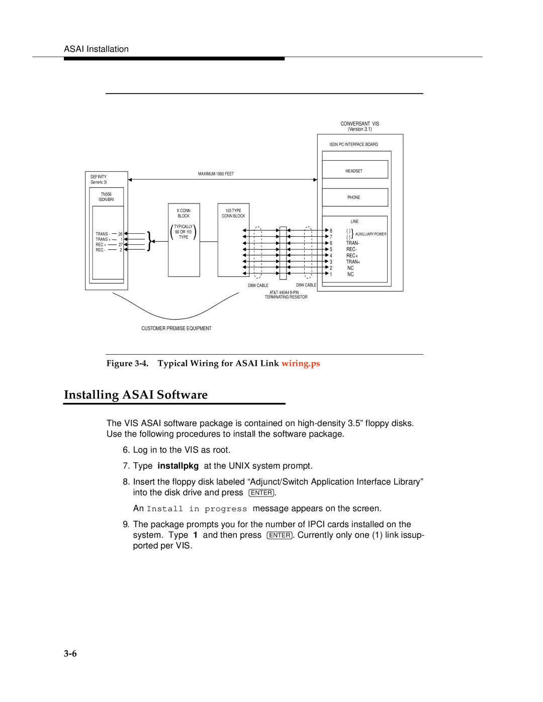 AT&T 585-350-812 manual Installing Asai Software, Conversant VIS 