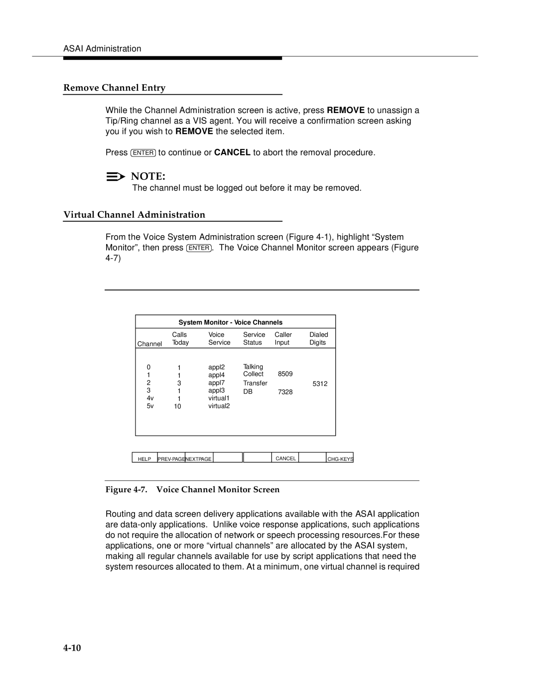 AT&T 585-350-812 manual Remove Channel Entry, Virtual Channel Administration 