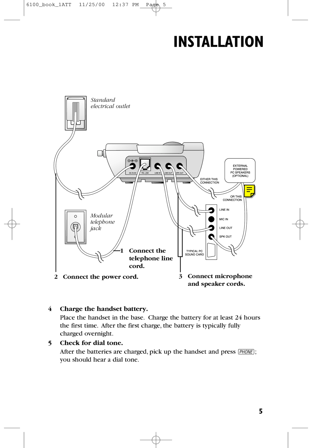 AT&T 6100 user manual Check for dial tone 