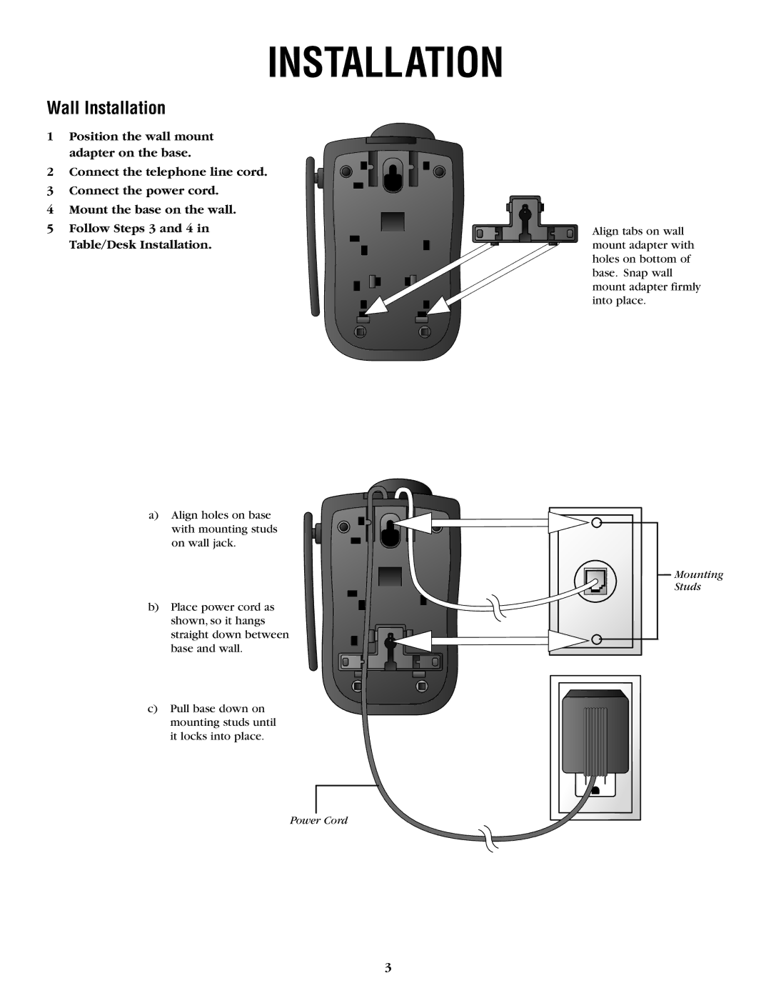 AT&T 6200 user manual Wall Installation 