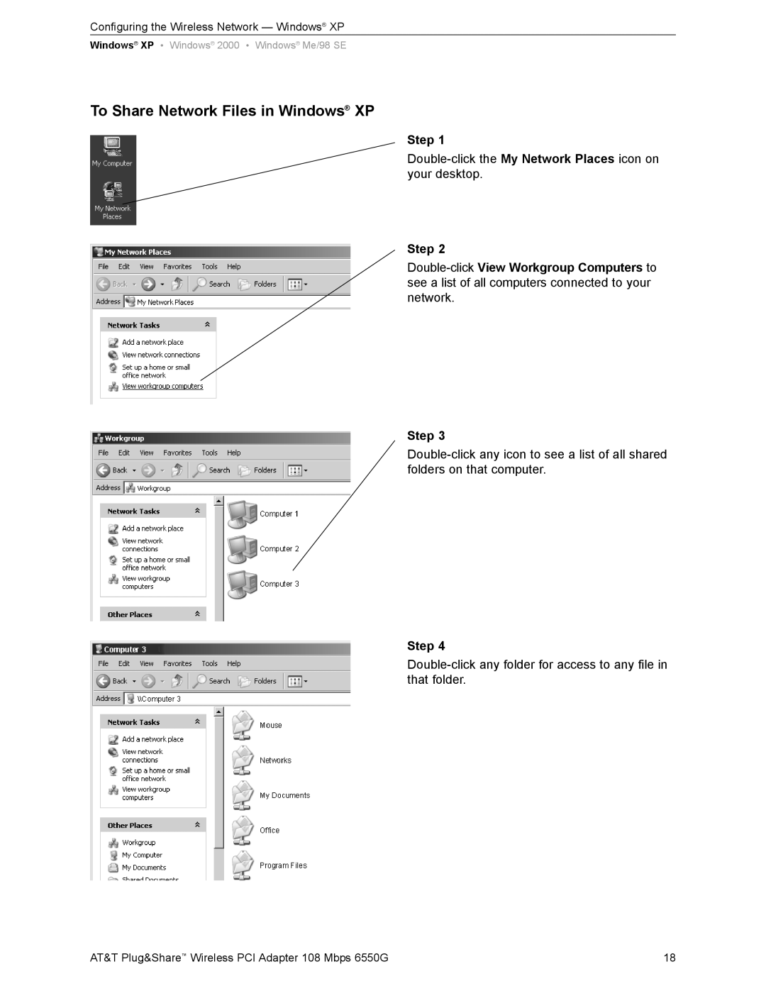 AT&T 6550G user manual To Share Network Files in Windows XP 