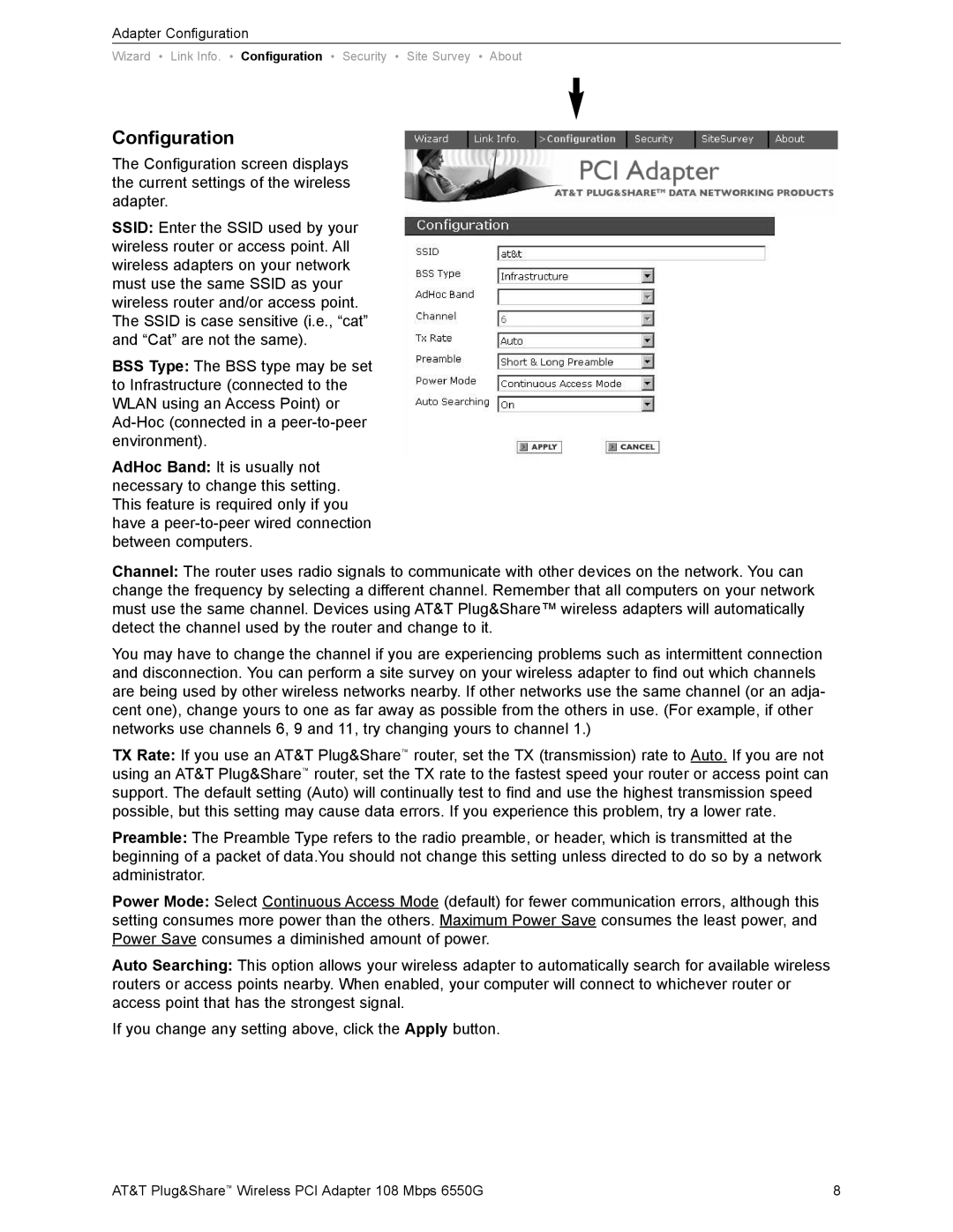 AT&T 6550G user manual Configuration 