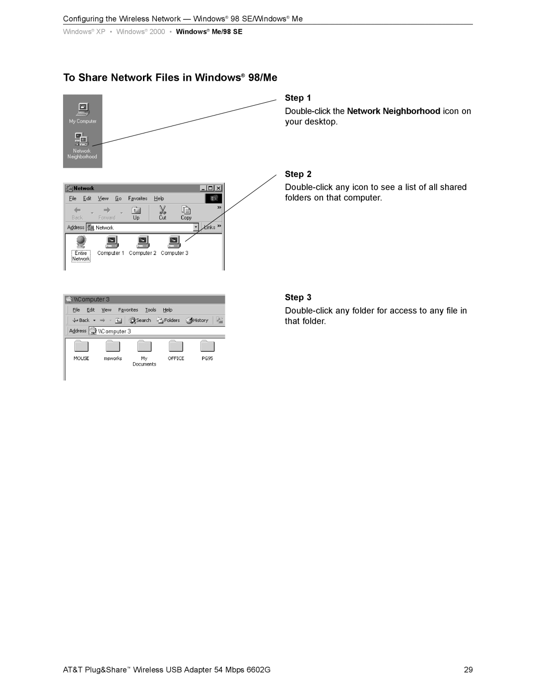 AT&T 6602G user manual To Share Network Files in Windows 98/Me 