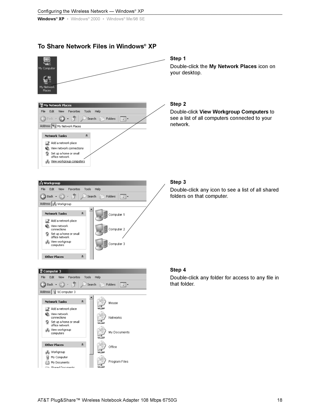 AT&T 6750G user manual To Share Network Files in Windows XP 