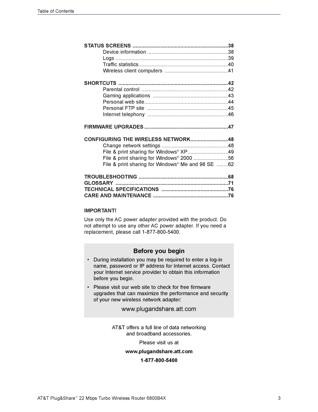 AT&T 6800B4X user manual Before you begin, Configuring the Wireless Network 