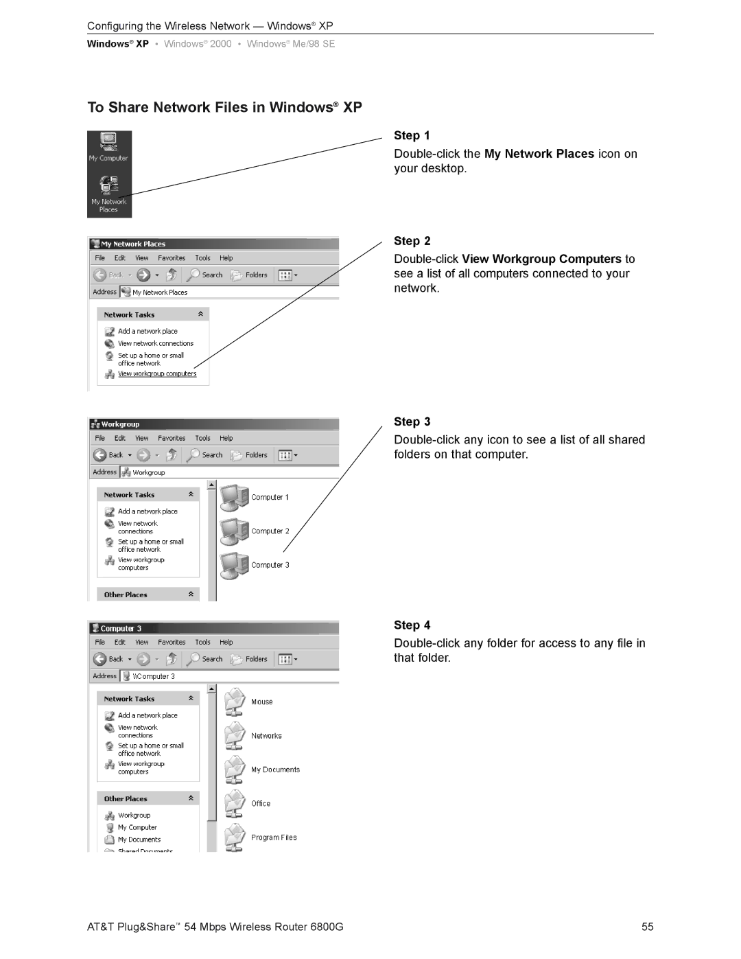 AT&T 6800G user manual To Share Network Files in Windows XP 