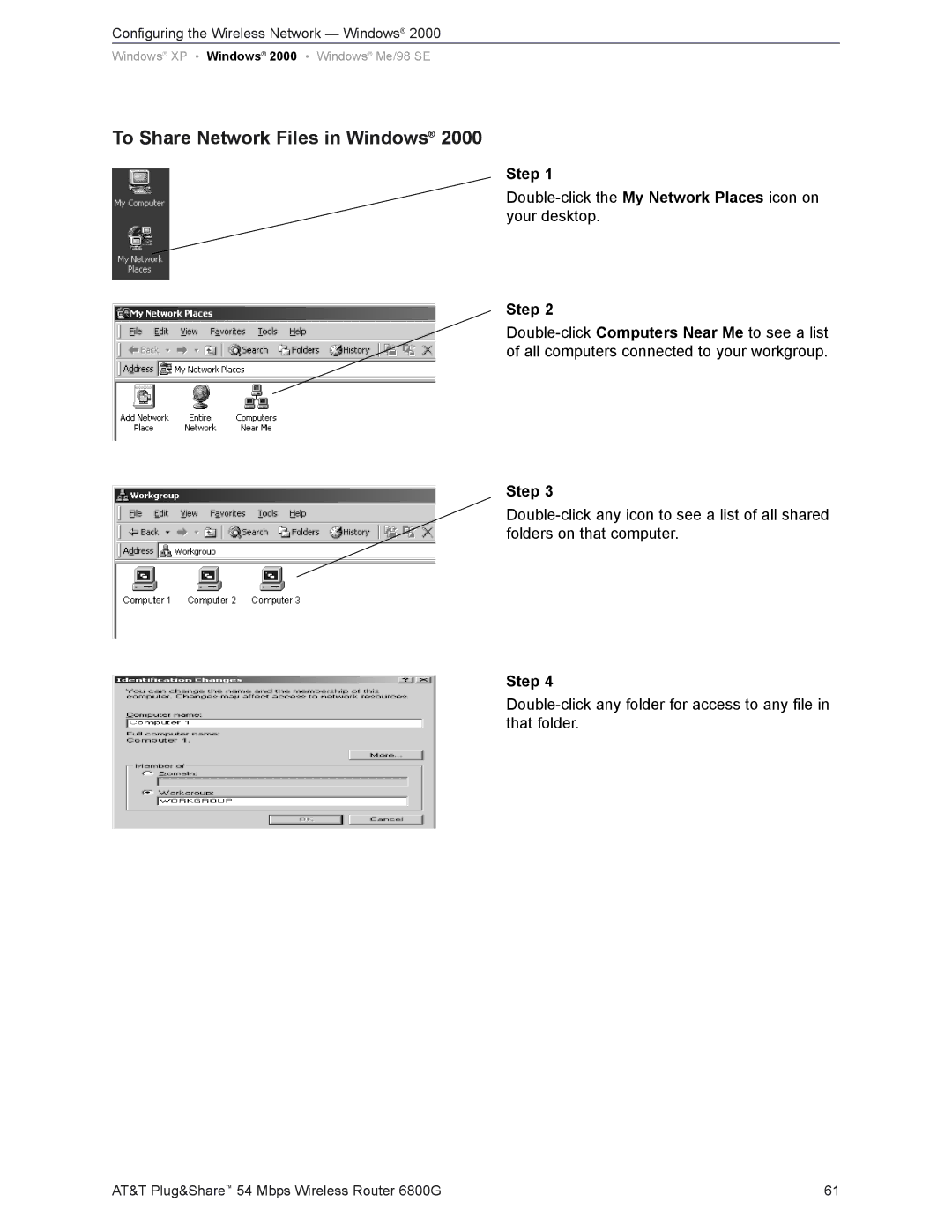 AT&T 6800G user manual To Share Network Files in Windows 