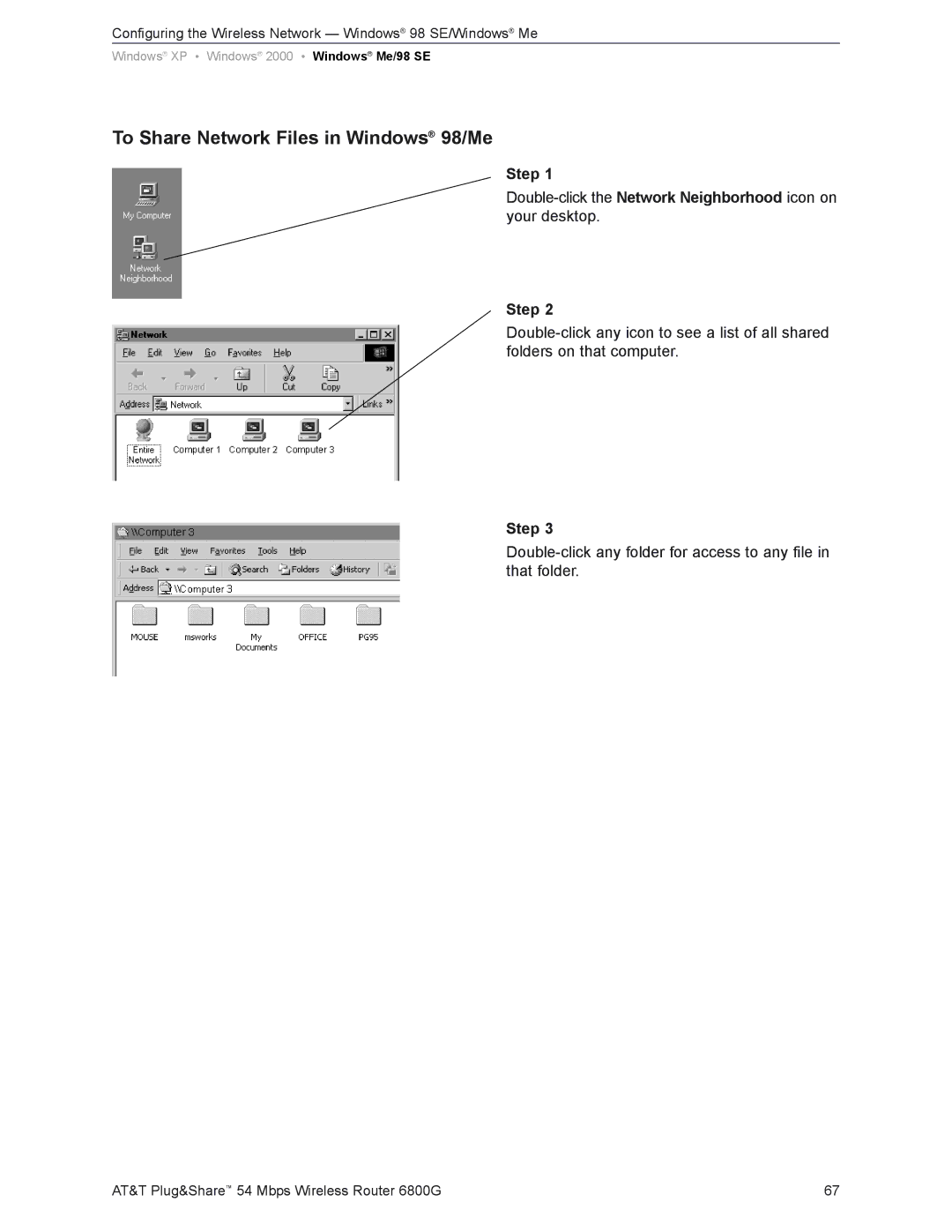 AT&T 6800G user manual To Share Network Files in Windows 98/Me 