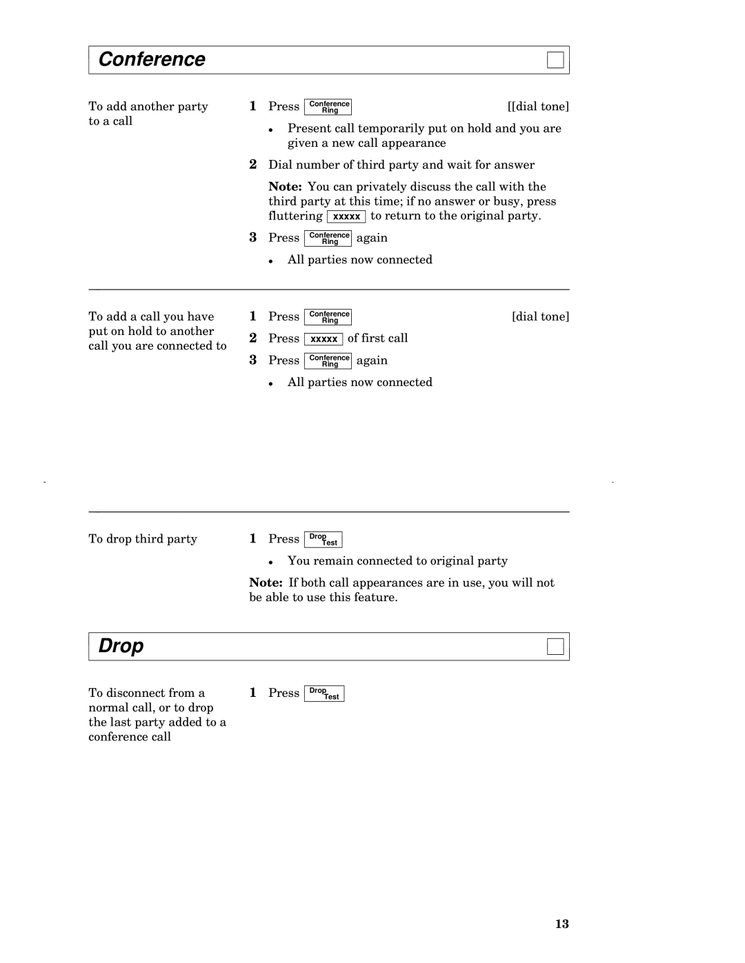 AT&T 7402 manual Conference, Drop, Press 