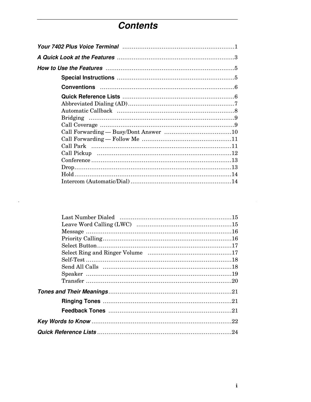 AT&T 7402 manual Contents 