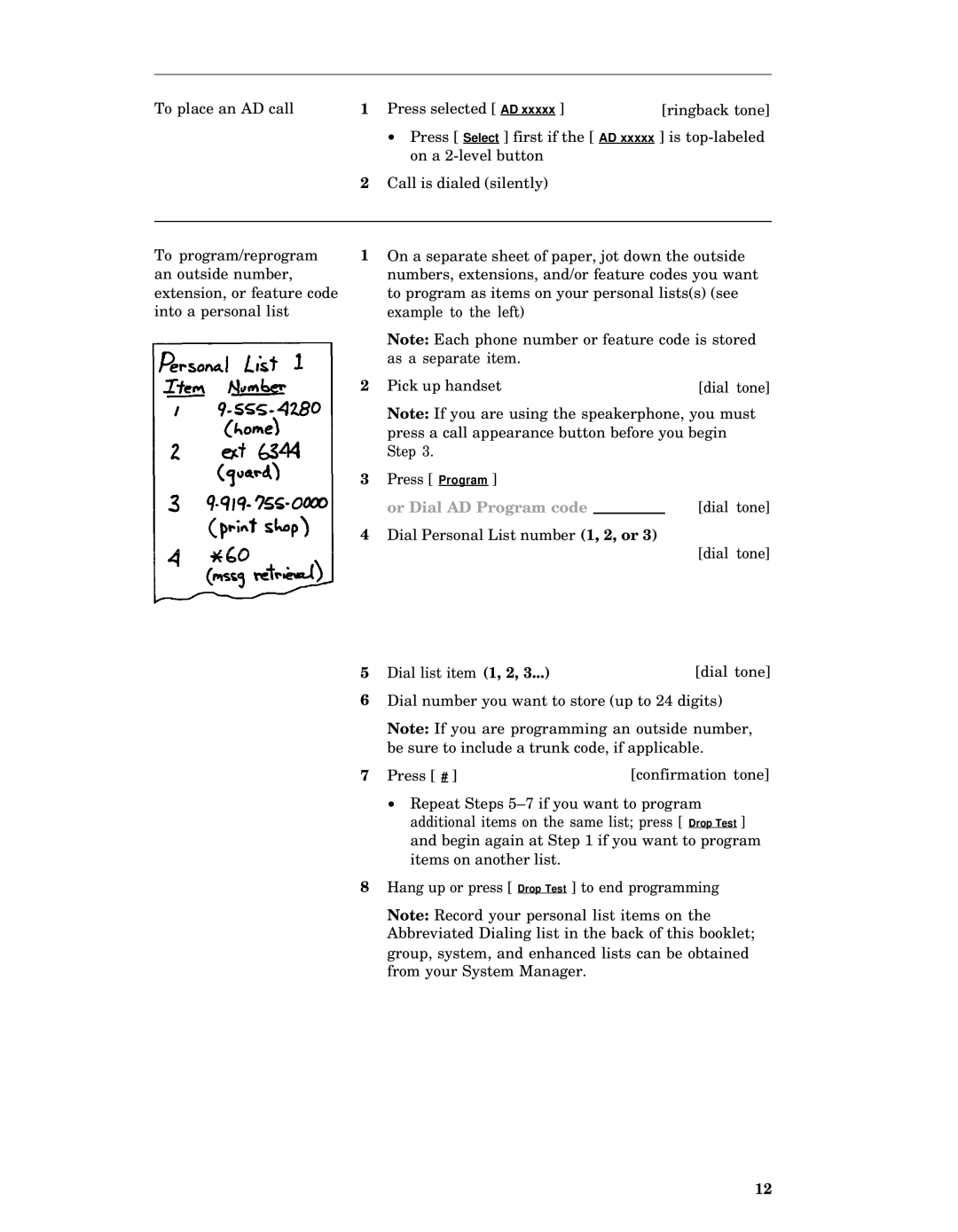 AT&T 7406 manual Or Dial AD Program code Dial tone 