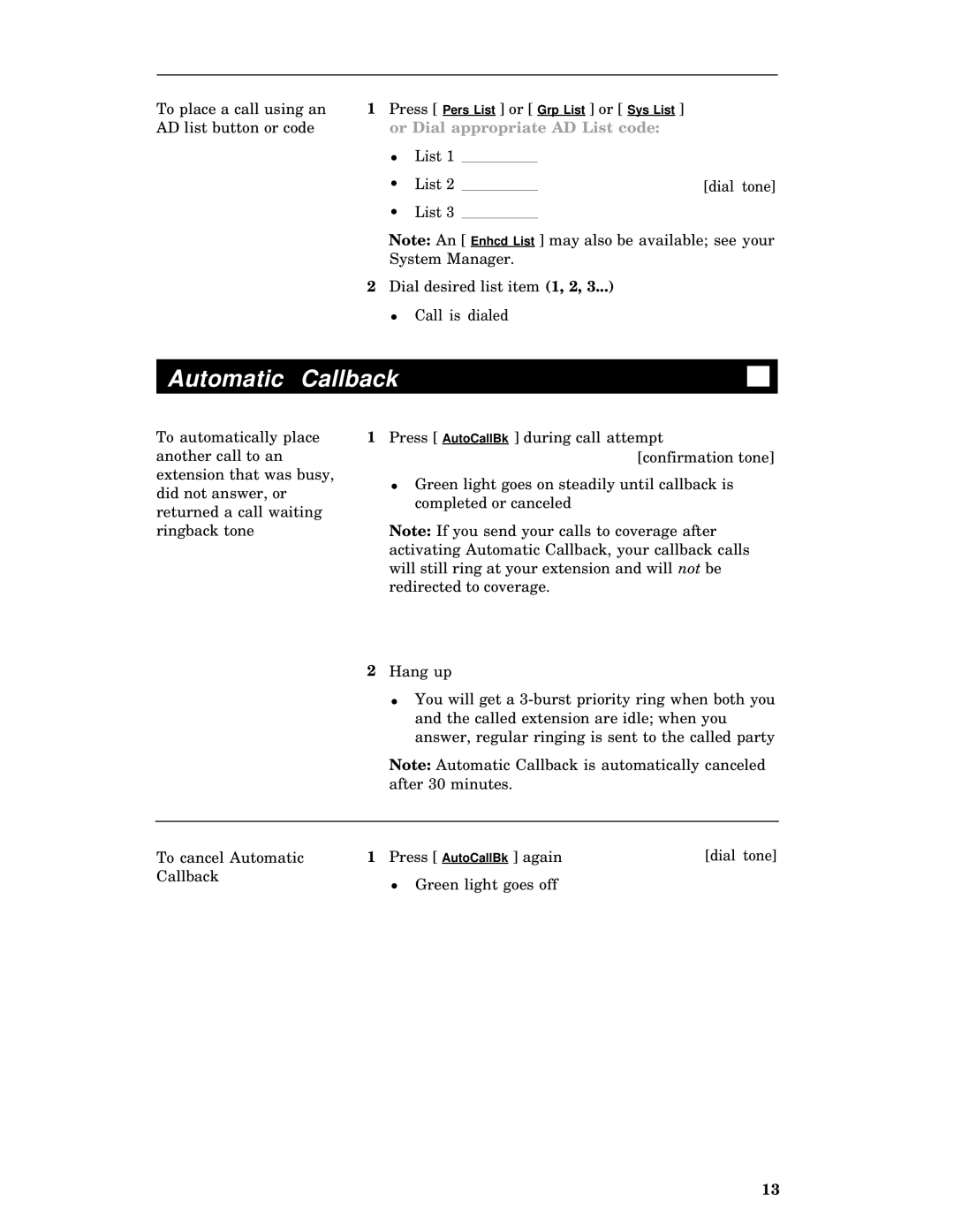 AT&T 7406 manual Automatic Callback 