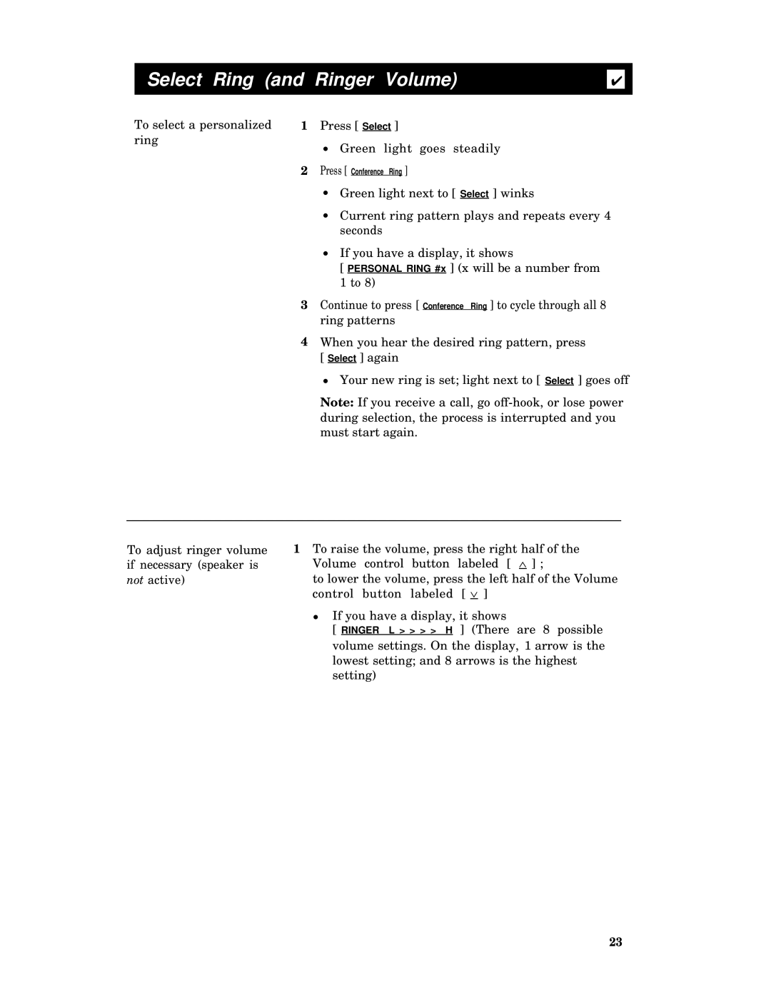 AT&T 7406 manual Select Ring and Ringer Volume 