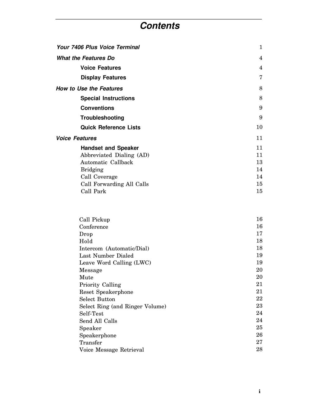 AT&T 7406 manual Contents 