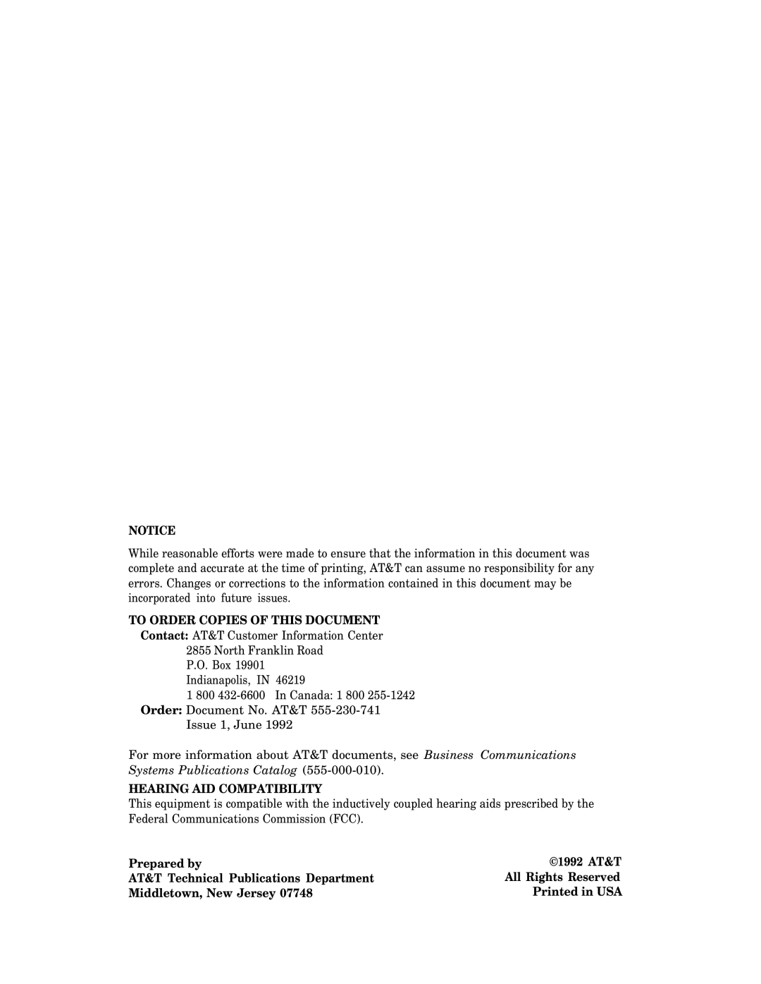 AT&T 7406 manual To Order Copies of this Document 