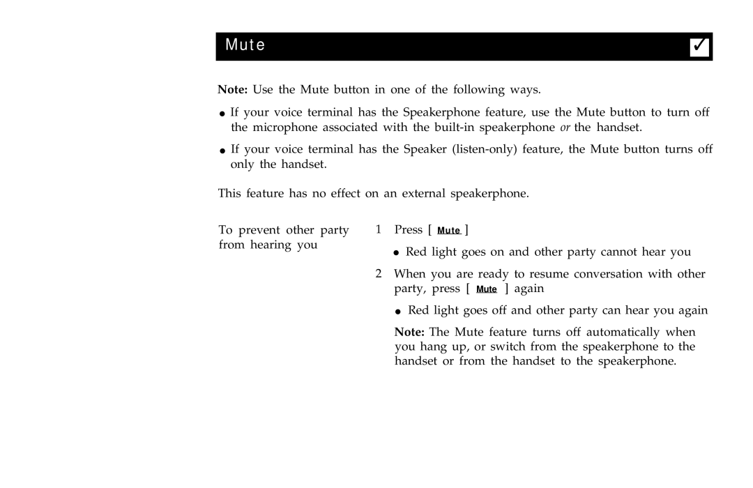 AT&T 7406BIS manual Mute 