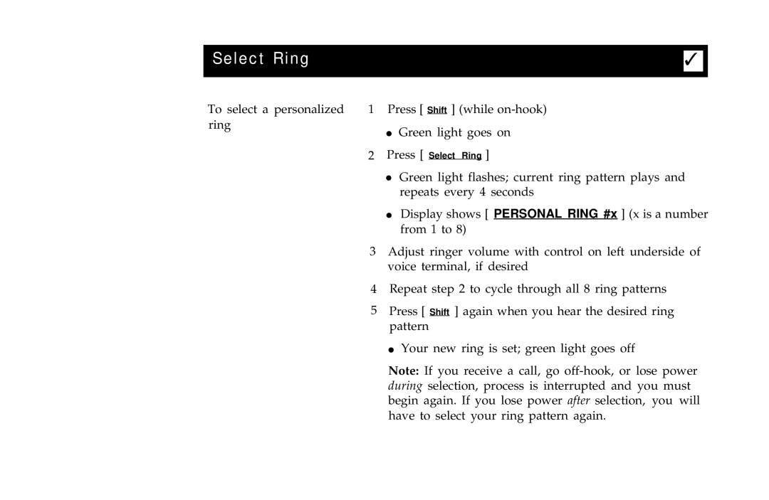 AT&T 7406BIS manual Select Ring 