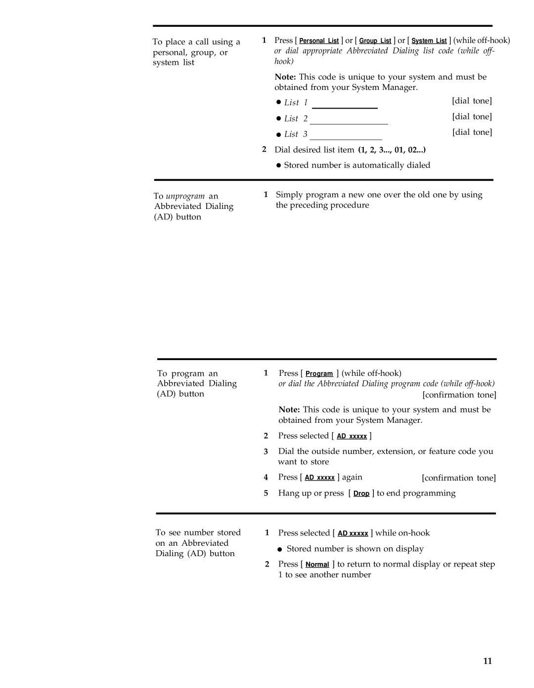 AT&T 7407 manual To unprogram an, Or dial the Abbreviated Dialing program code while off-hook 