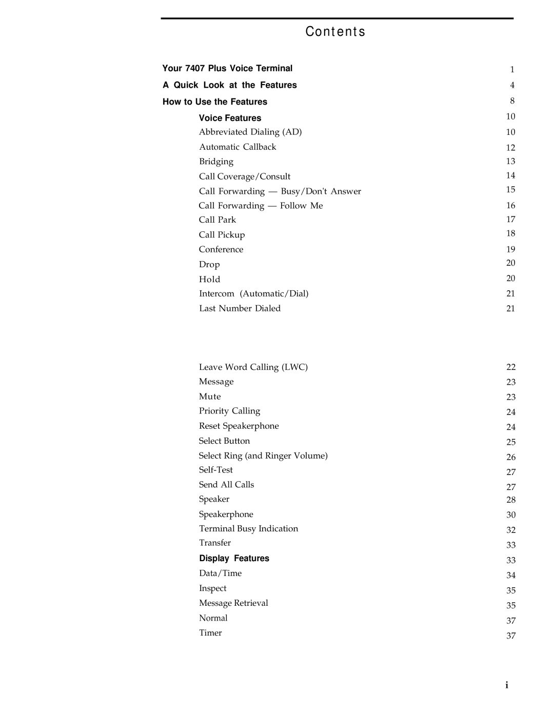 AT&T 7407 manual Contents 