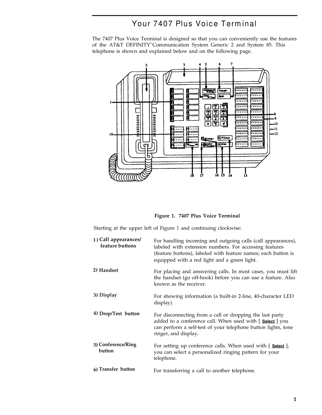 AT&T manual Your 7407 Plus Voice Terminal 