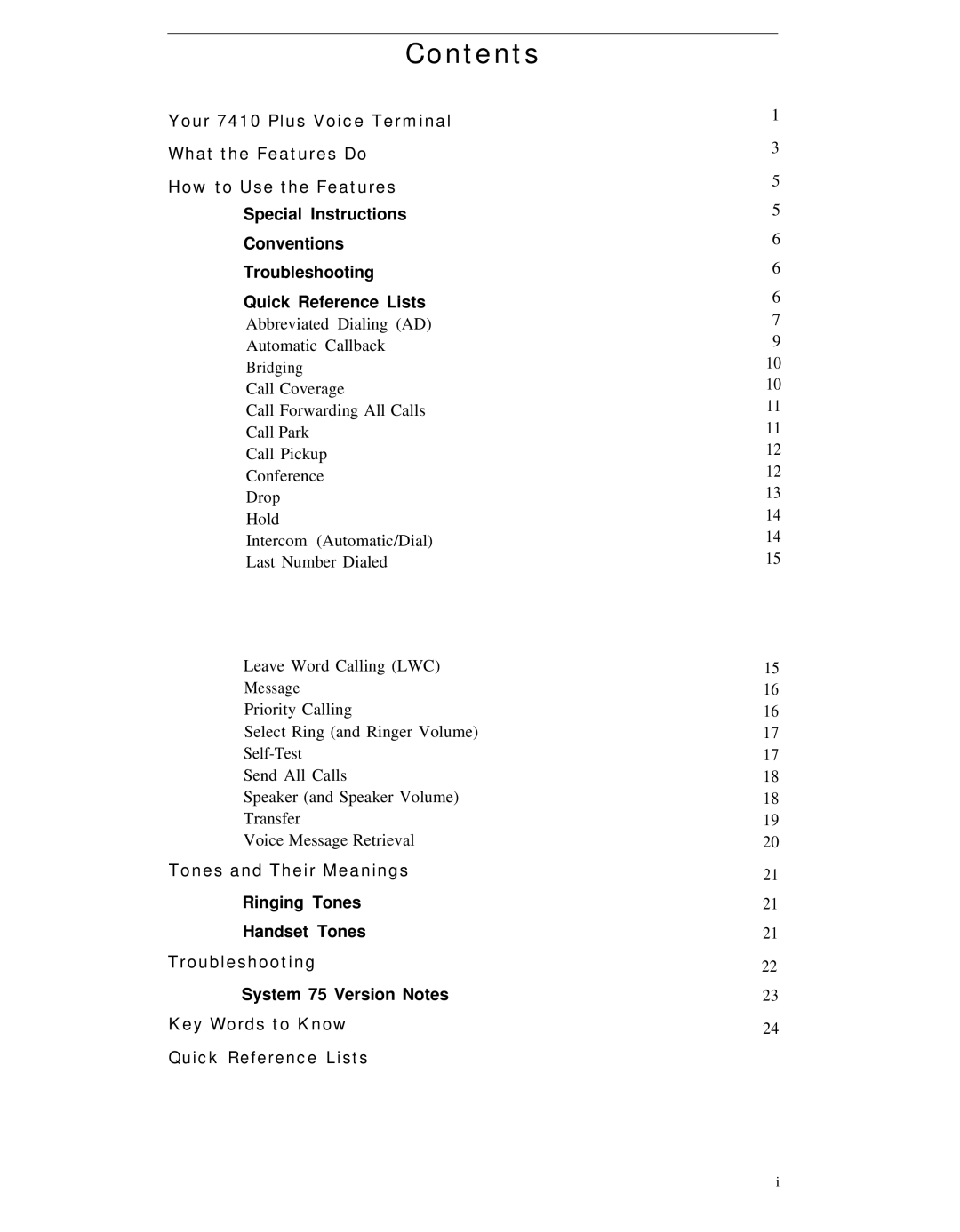 AT&T 7410 manual Contents 