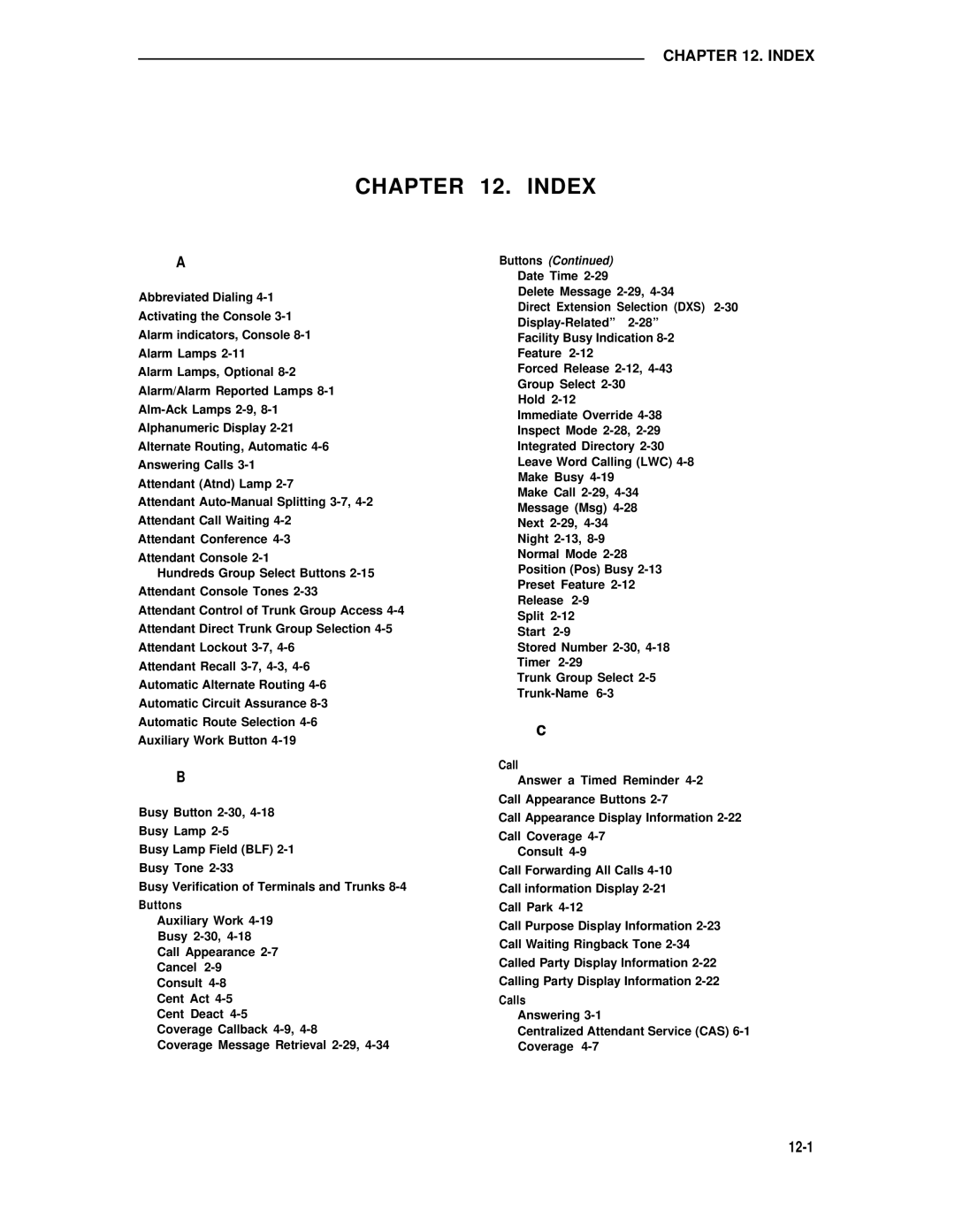 AT&T 75 manual Index 