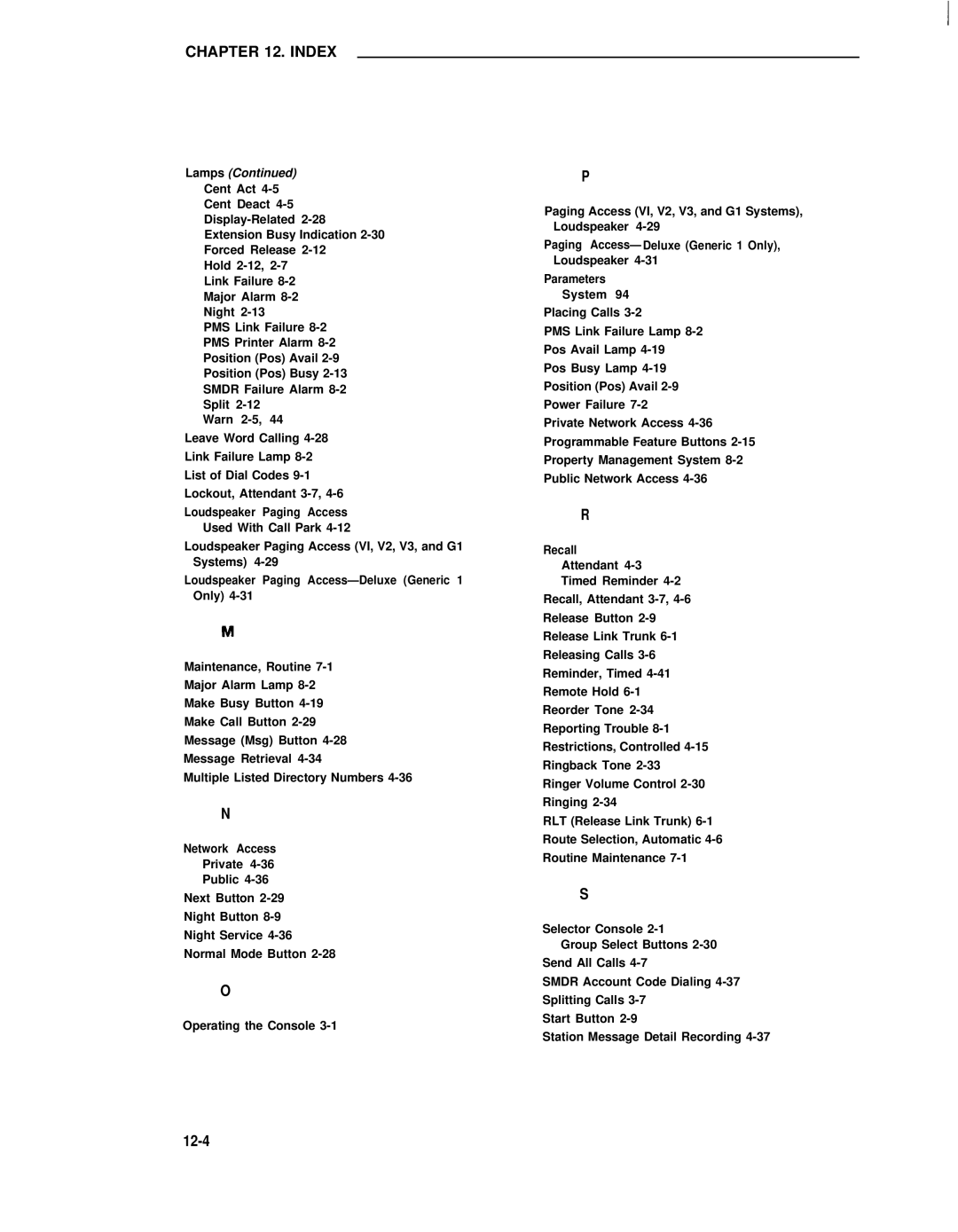 AT&T 75 manual 12-4, Lamps 