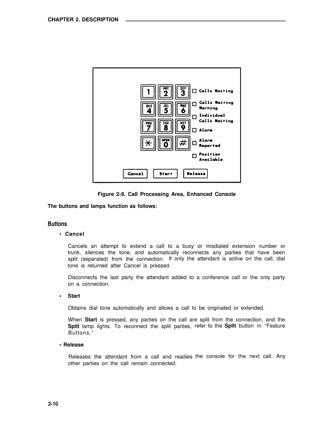 AT&T 75 manual Buttons, Cancel, Start, Release 