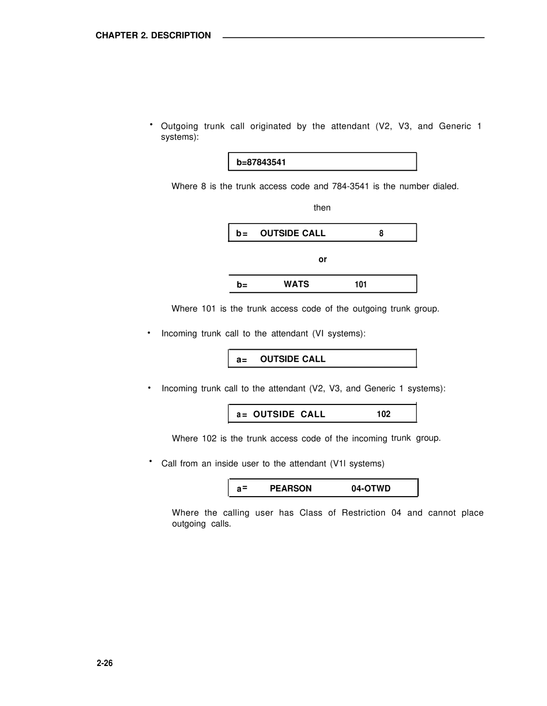 AT&T 75 manual 101, = Outside Call 102, Otwd 